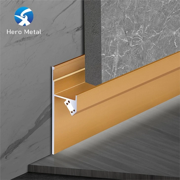 LED strip skirting board with warm white lighting in modern living room