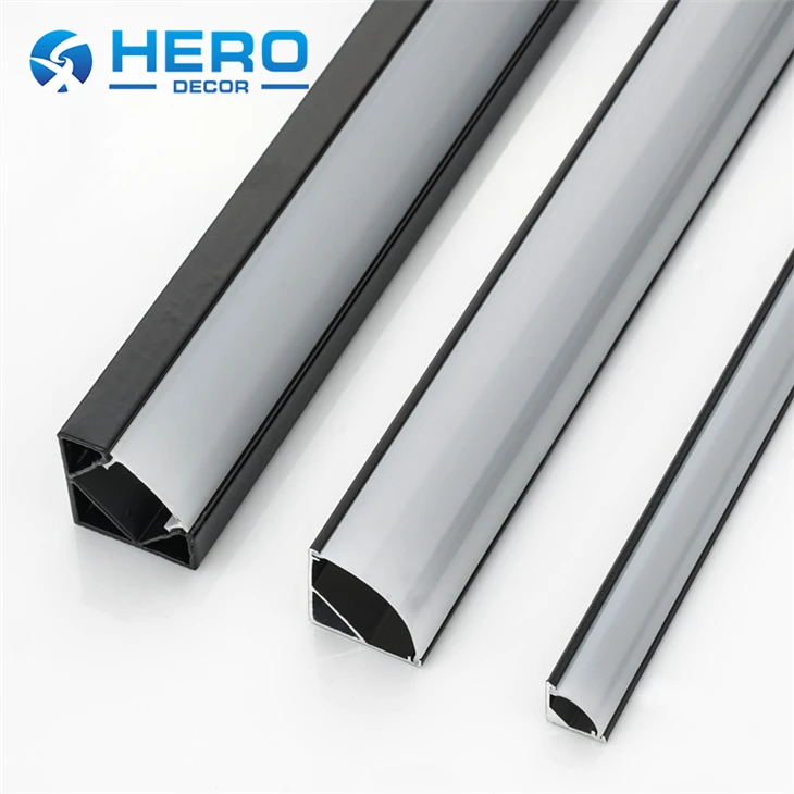 Close-up of aluminum LED Diffuser Channel Corner